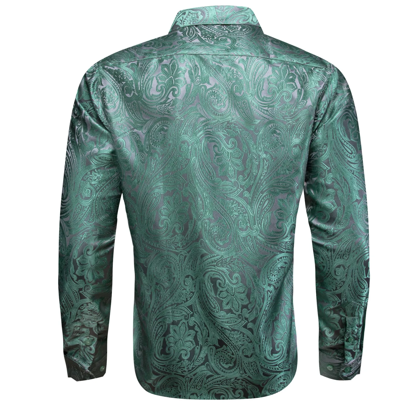 Barry. Wang Sage Green Paisley Men's Designer Shirt Long Sleeve Button Up Shirt sold by Barrywang product image thumbnail 2