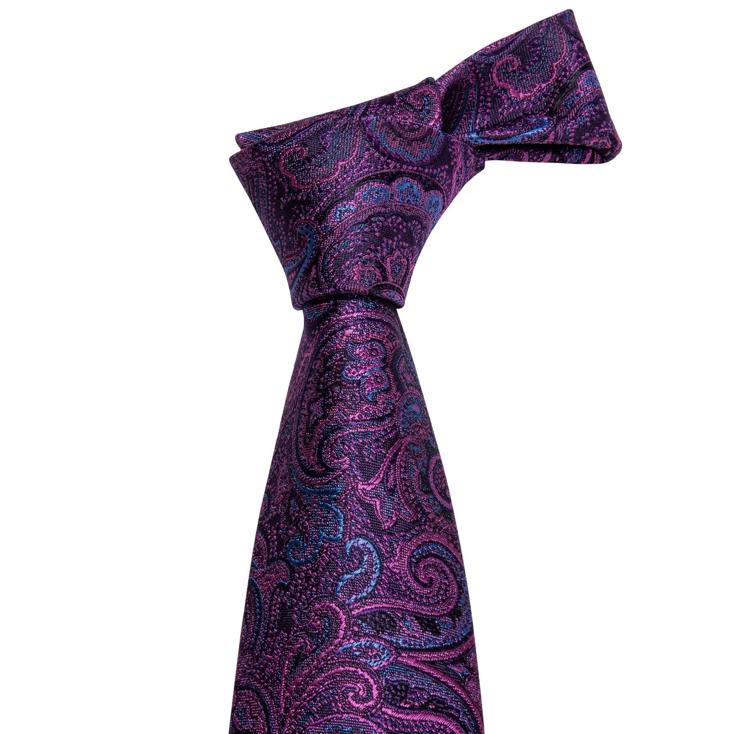 Barry Wang Ties Purple Paisley Men Necktie Pocket Square Cufflinks Set sold by Barrywang product image thumbnail 4