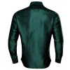 Barry Wang Button Down Shirt Dark Green Solid Silk Green Shirt for Men sold by Barrywang