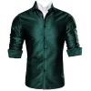 Barry Wang Button Down Shirt Dark Green Solid Silk Green Shirt for Men sold by Barrywang