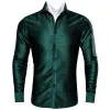 Barry Wang Button Down Shirt Dark Green Solid Silk Green Shirt for Men sold by Barrywang