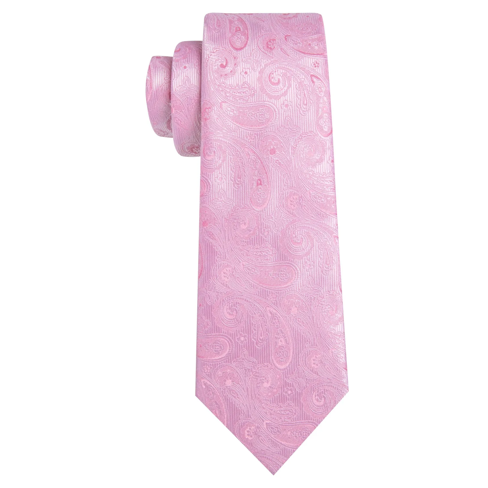 Barry Wang Classic Rose Pink Paisley Tie Handkerchief Cufflinks Set sold by Barrywang product image thumbnail 5