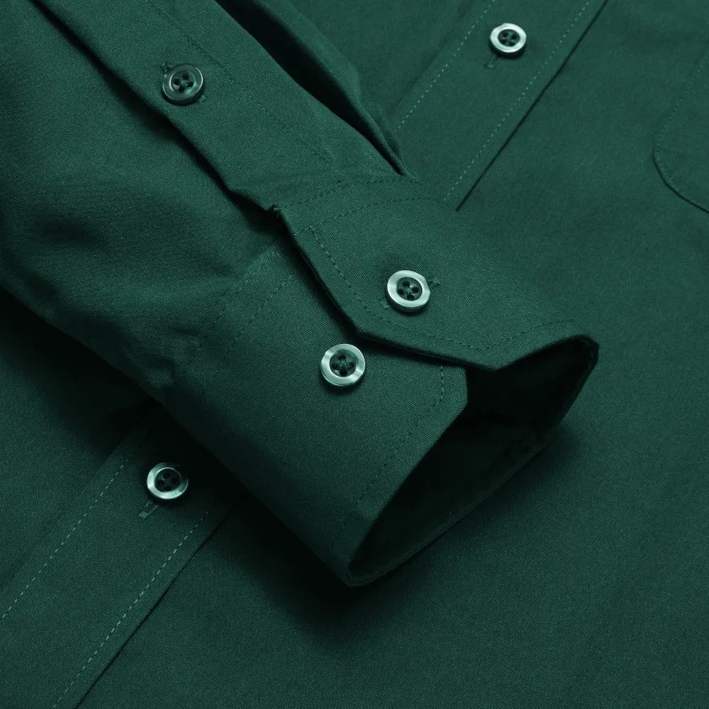 Barry Wang Solid Hunter Green Plain Shirt Silk Button Dress Collar Shirt sold by Barrywang product image thumbnail 4