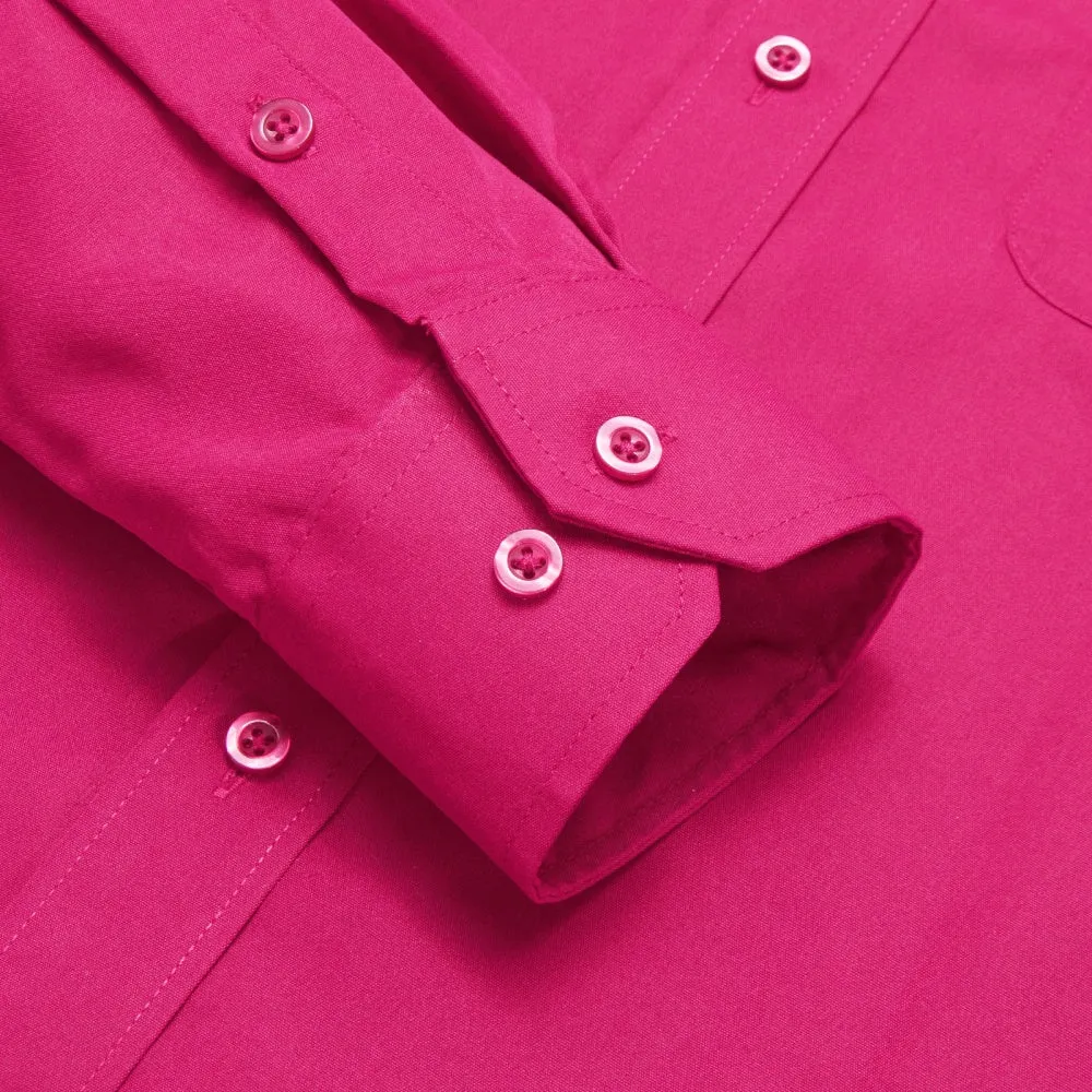 Barry Wang Solid Plain Deep Pink Shirt Silk Button Dress Collar Shirt sold by Barrywang product image thumbnail 5