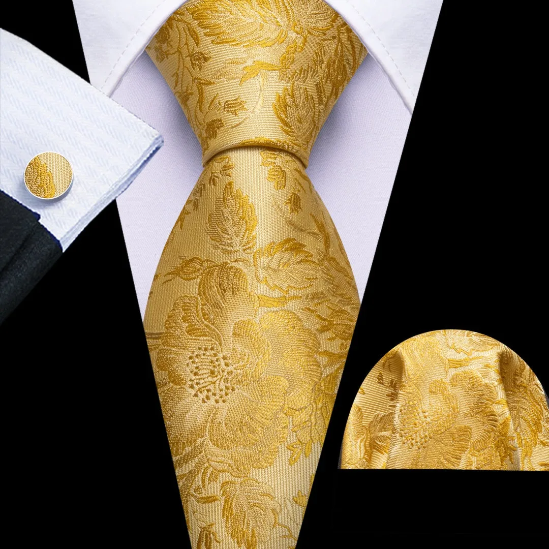 Barry. Wang Black Green Floral Tie Mens Silk Tie Pocket Square Cufflinks Set sold by Barrywang product image thumbnail 3