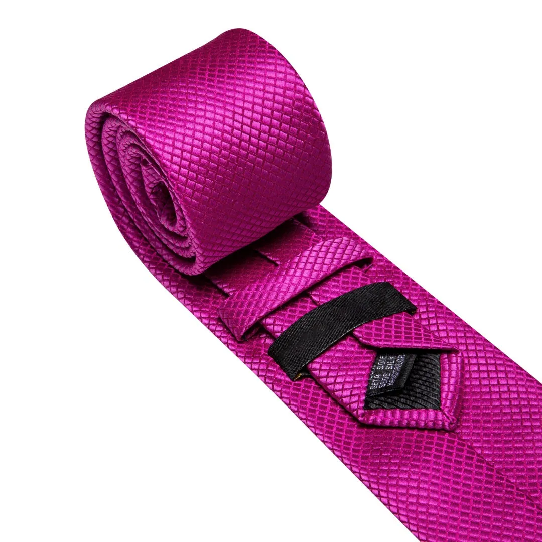 Barry. Wang Solid Maganta Pink Tie Mens Silk Tie Wedding Necktie Set sold by Barrywang product image thumbnail 4