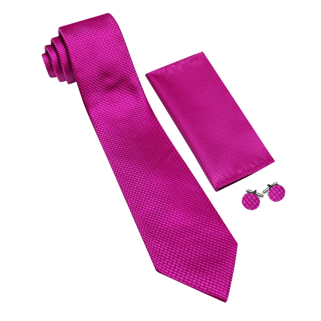 Barry. Wang Solid Maganta Pink Tie Mens Silk Tie Wedding Necktie Set sold by Barrywang product image thumbnail 2