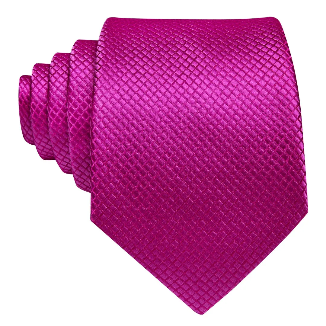 Barry. Wang Solid Maganta Pink Tie Mens Silk Tie Wedding Necktie Set sold by Barrywang product image thumbnail 3