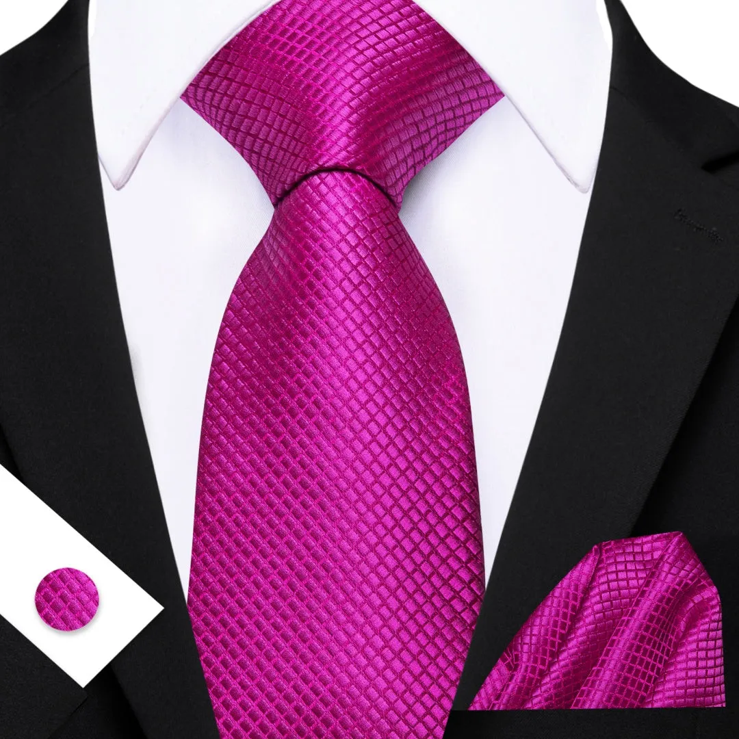 Barry. Wang Solid Maganta Pink Tie Mens Silk Tie Wedding Necktie Set sold by Barrywang