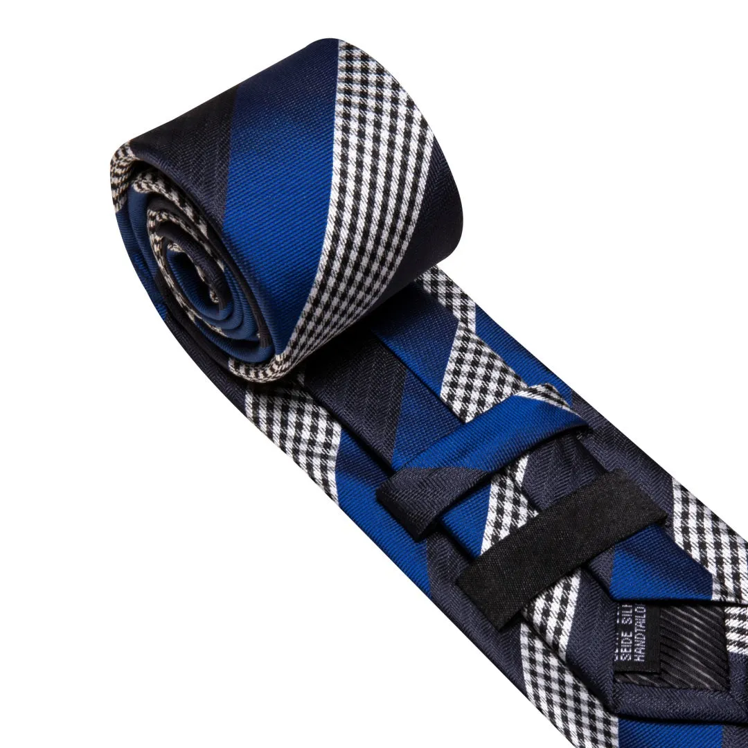 Barry. Wang Blue Striped Tie Mens Silk Tie Pocket Square Cufflinks Set sold by Barrywang product image thumbnail 4