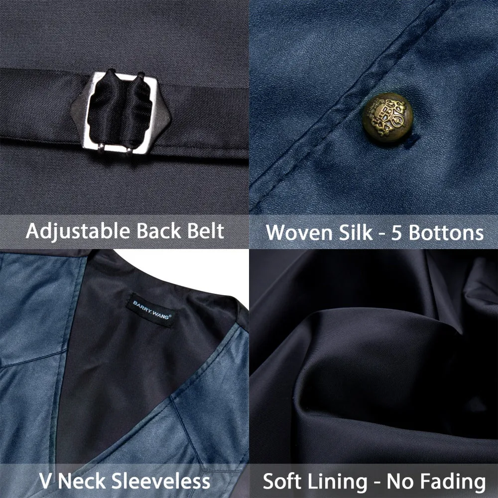 Barry. Wang Mens Leather Vest Midnight-Blue V-Neck Button Up Vest For Men sold by Barrywang product image thumbnail 3