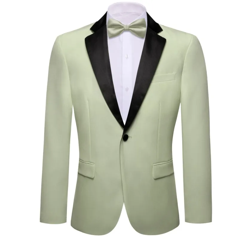 Barry Wang Sage Green Solid Nothed Collar Silk Wedding Suit  For Mens sold by Barrywang