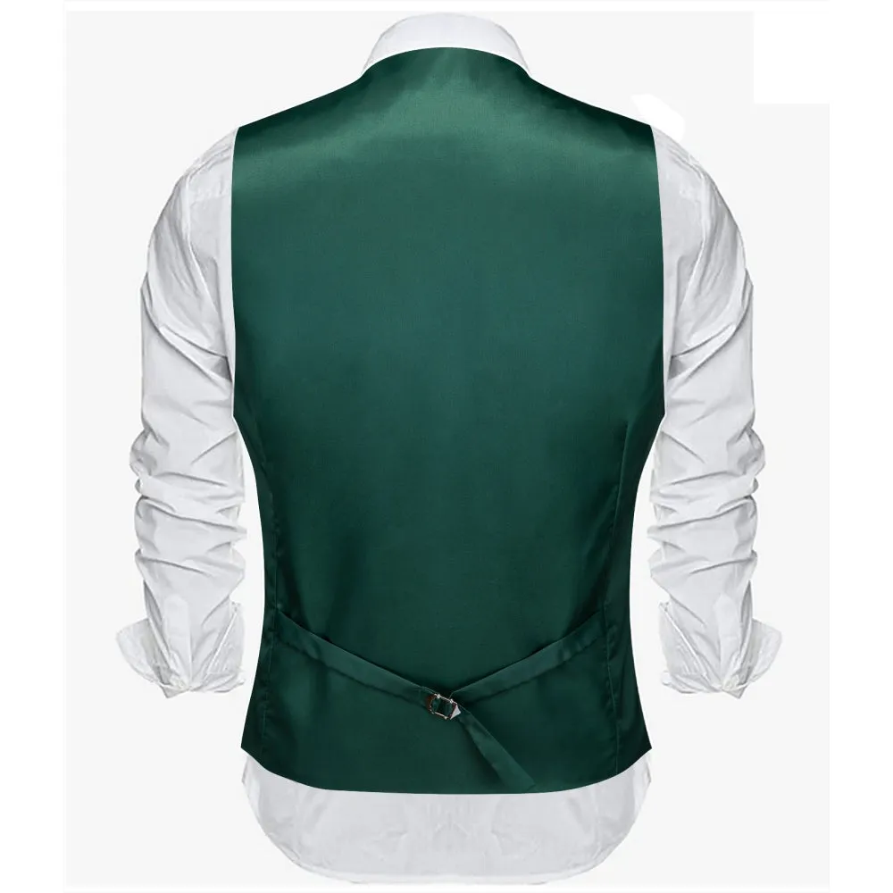 Barry Wang Linen Waistcoat Dark Green Vest for Men V-Neck Sleeveless Formal Vest sold by Barrywang product image thumbnail 5