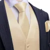 Barry Wang 5pcs Mens Waistcoat Set Champagne Solid Vest Necktie Bowtie Set sold by Barrywang