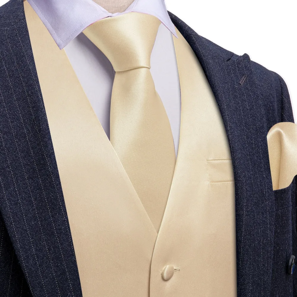 Barry. Wang 5pcs Mens Waistcoat Set Champagne Solid Vest Necktie Bowtie Set sold by Barrywang