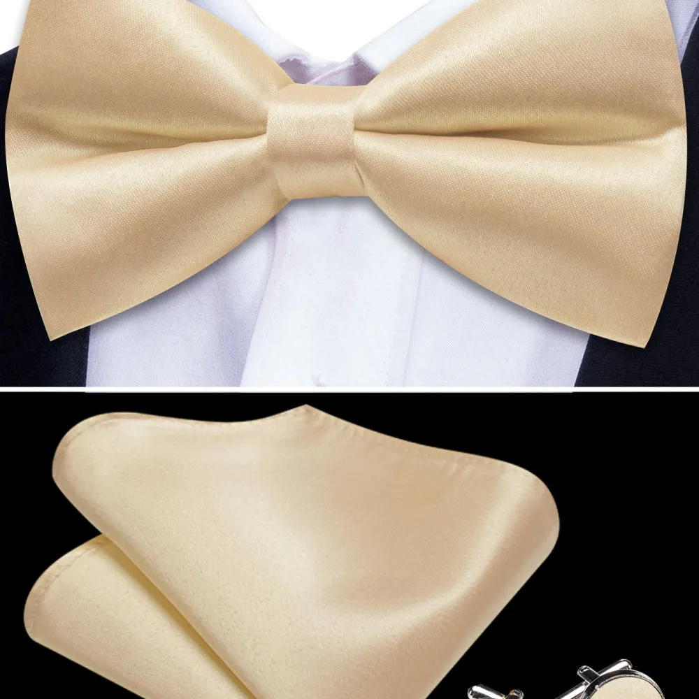 Barry. Wang 5pcs Mens Waistcoat Set Champagne Solid Vest Necktie Bowtie Set sold by Barrywang product image thumbnail 4