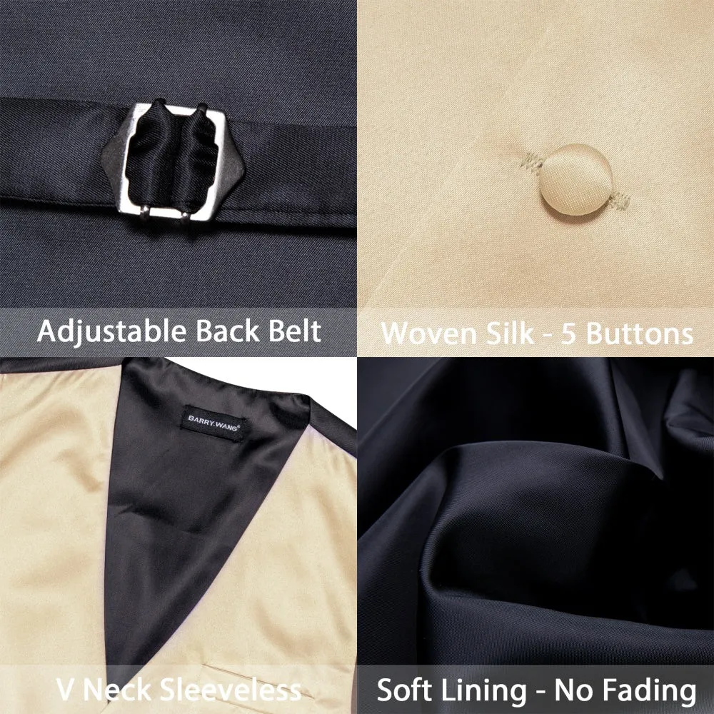 Barry. Wang 5pcs Mens Waistcoat Set Champagne Solid Vest Necktie Bowtie Set sold by Barrywang product image thumbnail 5