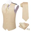 Barry Wang 5pcs Mens Waistcoat Set Champagne Solid Vest Necktie Bowtie Set sold by Barrywang