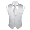 Barry. Wang Collarless Waistcoat Silver Solid Men's Silk Wedding Vest sold by Barrywang