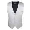 Barry. Wang Collarless Waistcoat Silver Solid Men's Silk Wedding Vest sold by Barrywang