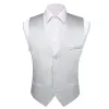 Barry. Wang Collarless Waistcoat Silver Solid Men's Silk Wedding Vest sold by Barrywang