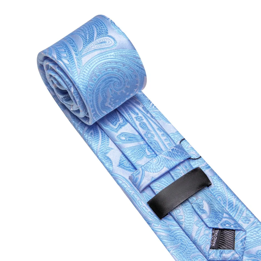 Barry. Wang Dodger Blue Floral Tie Mens Silk Tie Pocket Square Cufflinks Set sold by Barrywang product image thumbnail 4