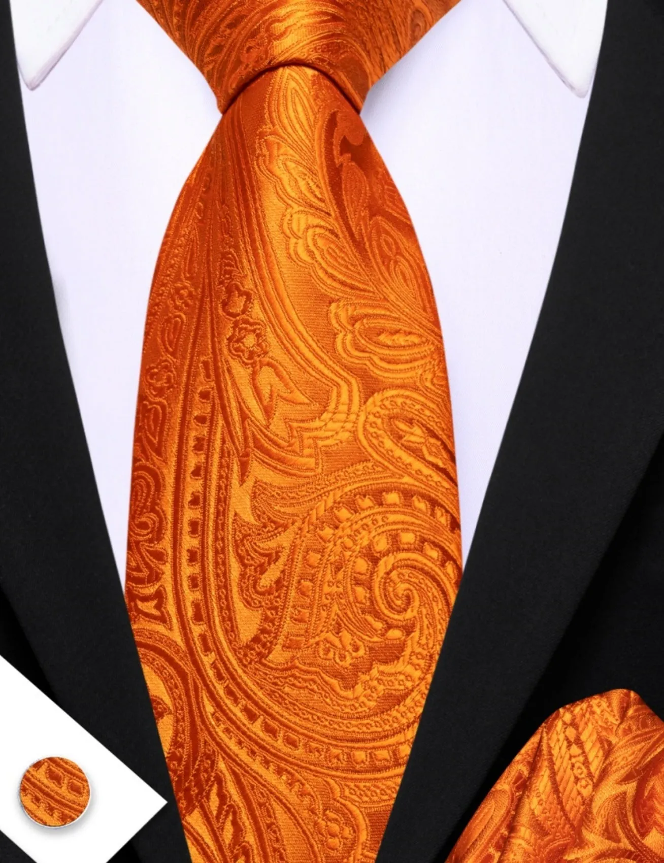 Barry. Wang Dodger Blue Floral Tie Mens Silk Tie Pocket Square Cufflinks Set sold by Barrywang product image thumbnail 5