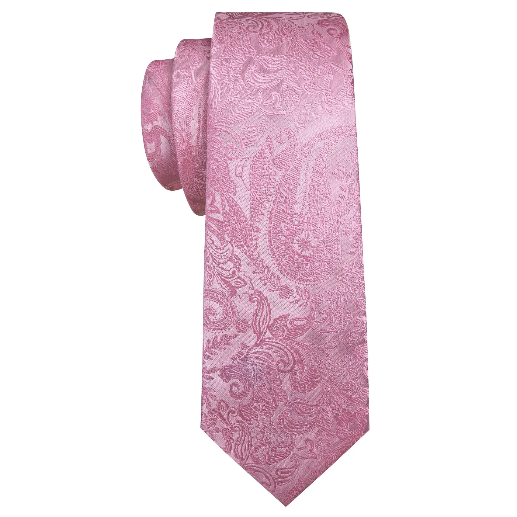 Barry Wang Pink Paisley Silk Men's Necktie Handkerchief Cufflinks Set sold by Barrywang product image thumbnail 3