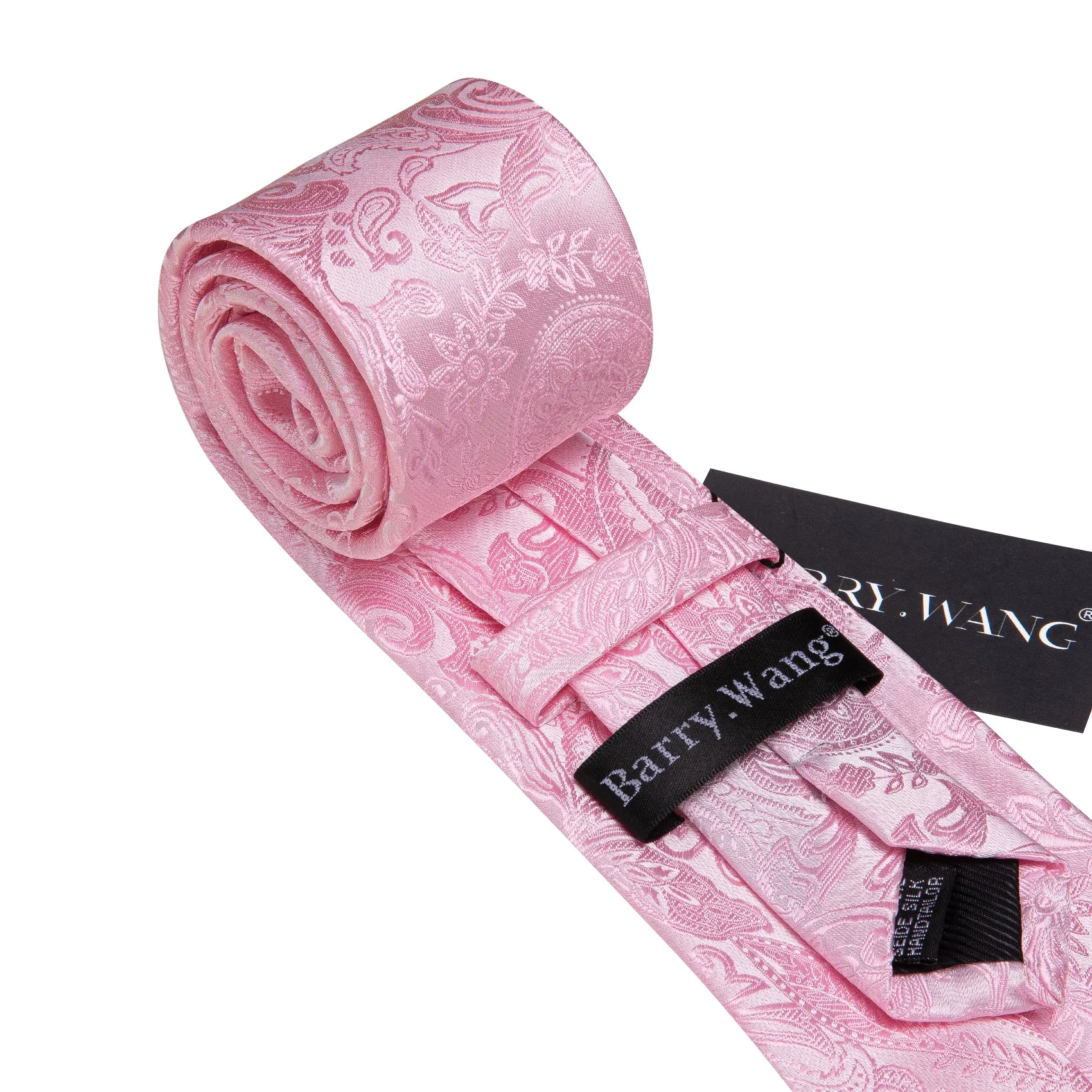 Barry Wang Pink Paisley Silk Men's Necktie Handkerchief Cufflinks Set sold by Barrywang product image thumbnail 4