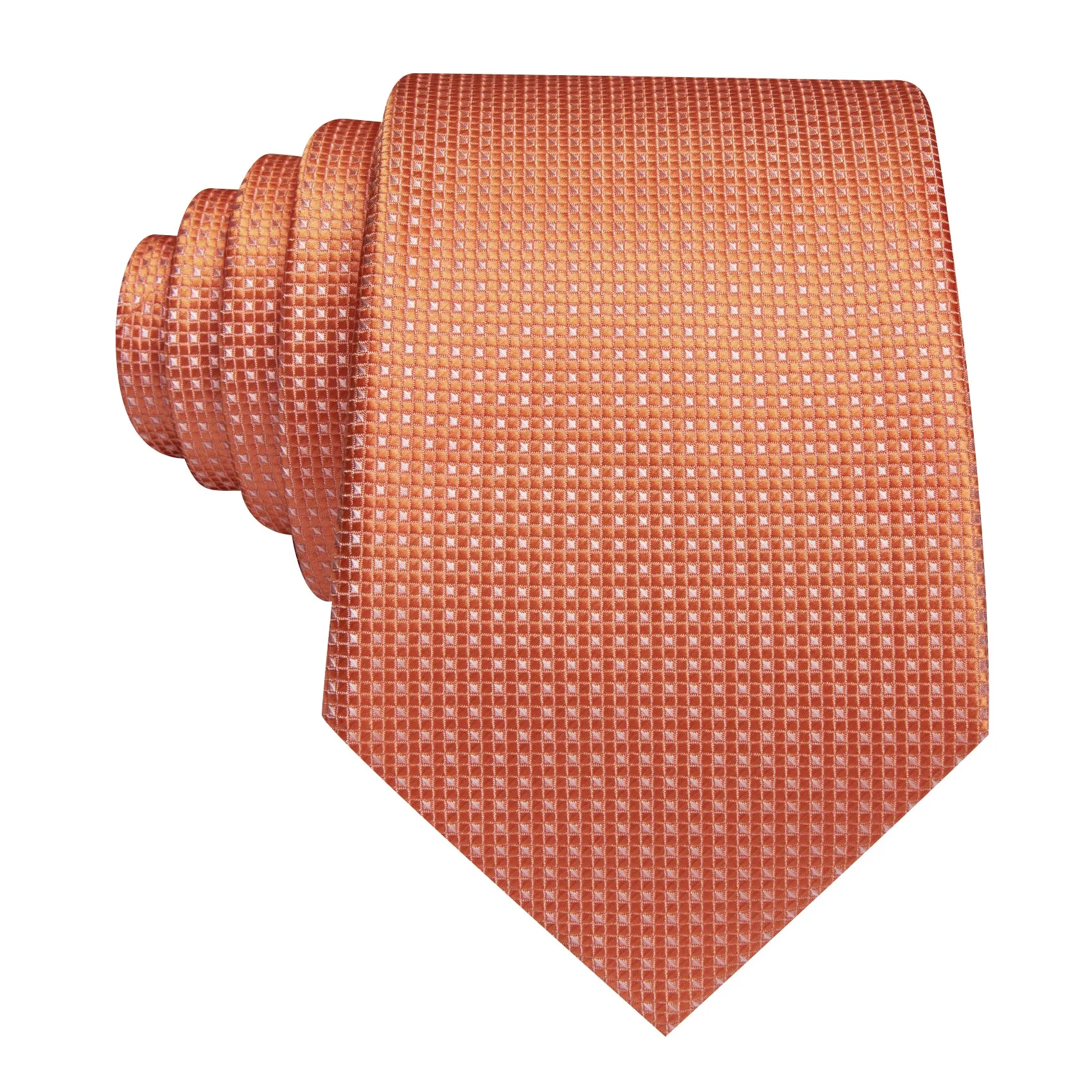 Barry. Wang Coral Tie Classic Plaid Tie Pocket Square Cufflinks Set For Men sold by Barrywang product image thumbnail 2