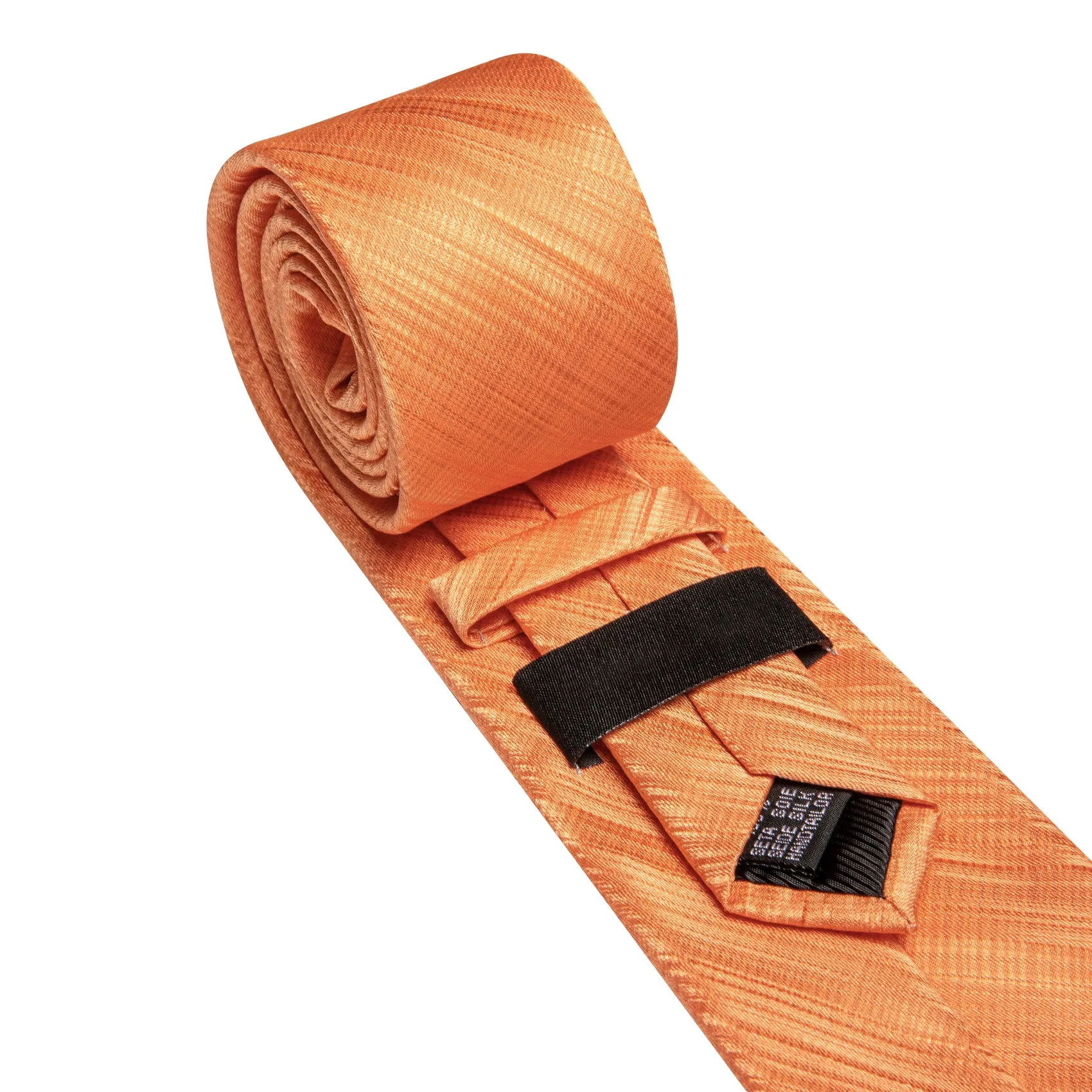 Barry. Wang Dark Orange Tie Solid Tie Pocket Square Cufflinks Set For Men sold by Barrywang product image thumbnail 4