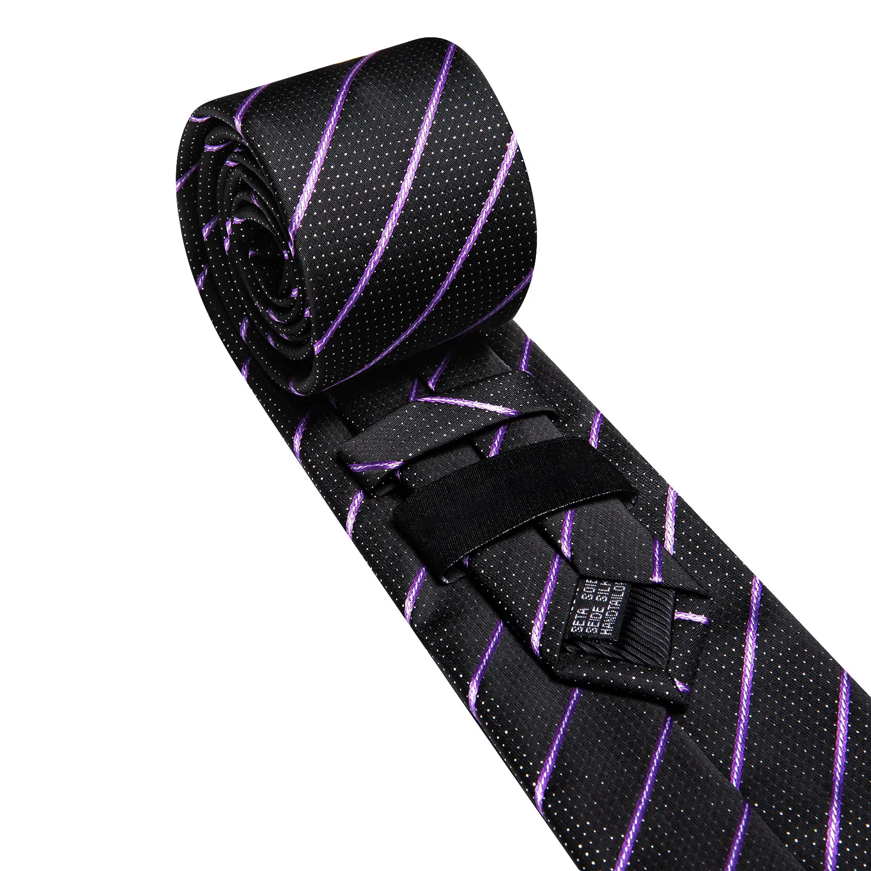Barry. Wang Black Tie Purple Stripe Silk Tie Pocket Square Cufflinks Set sold by Barrywang product image thumbnail 3