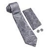 Barry Wang Silver Tie Paisley Silk Tie Pocket Square Cufflinks Set For Men sold by Barrywang