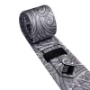 Barry Wang Silver Tie Paisley Silk Tie Pocket Square Cufflinks Set For Men sold by Barrywang