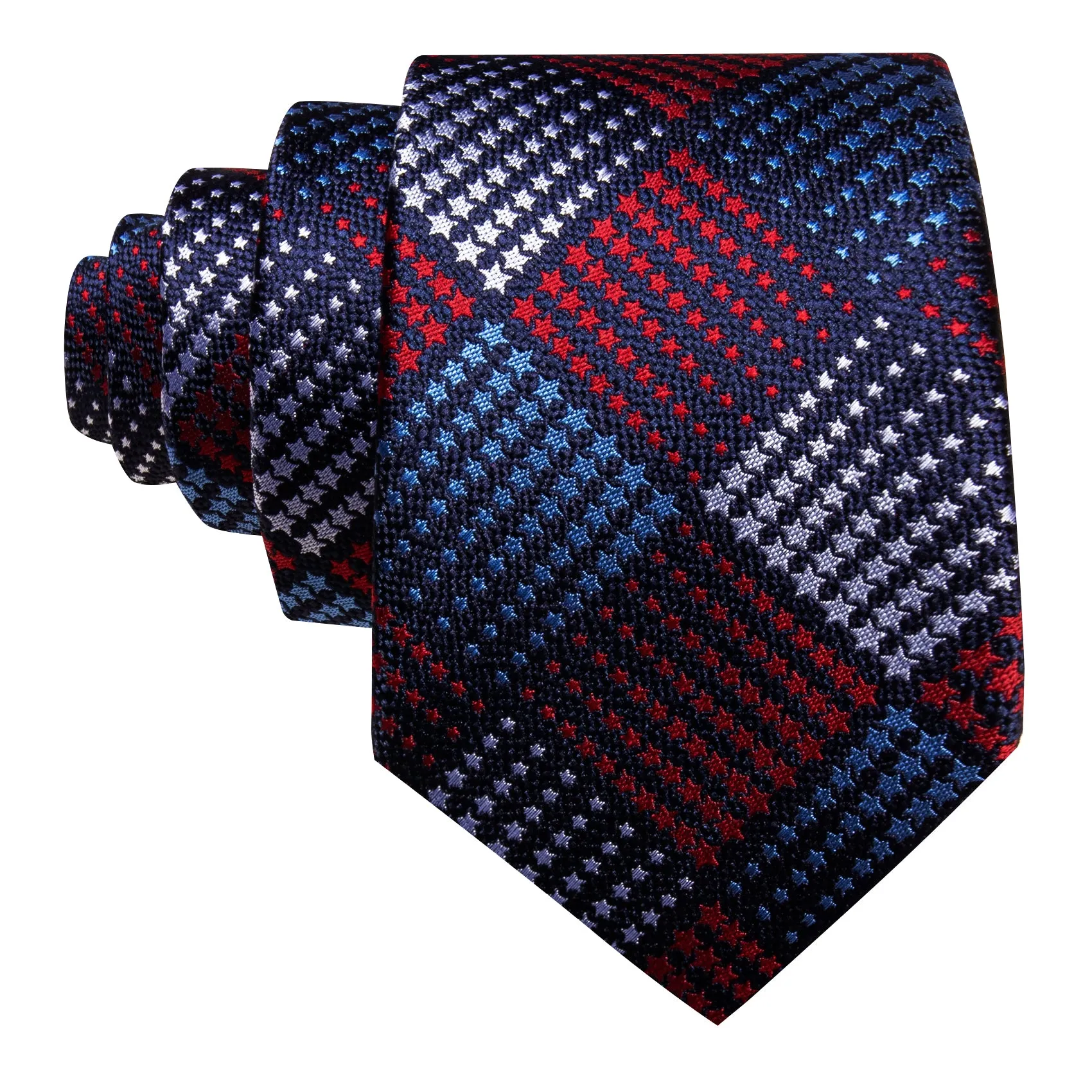 Barry Wang Red Blue Silver Tie Plaid Tie Silk Tie Pocket Square Cufflinks Set For Men sold by Barrywang product image thumbnail 3