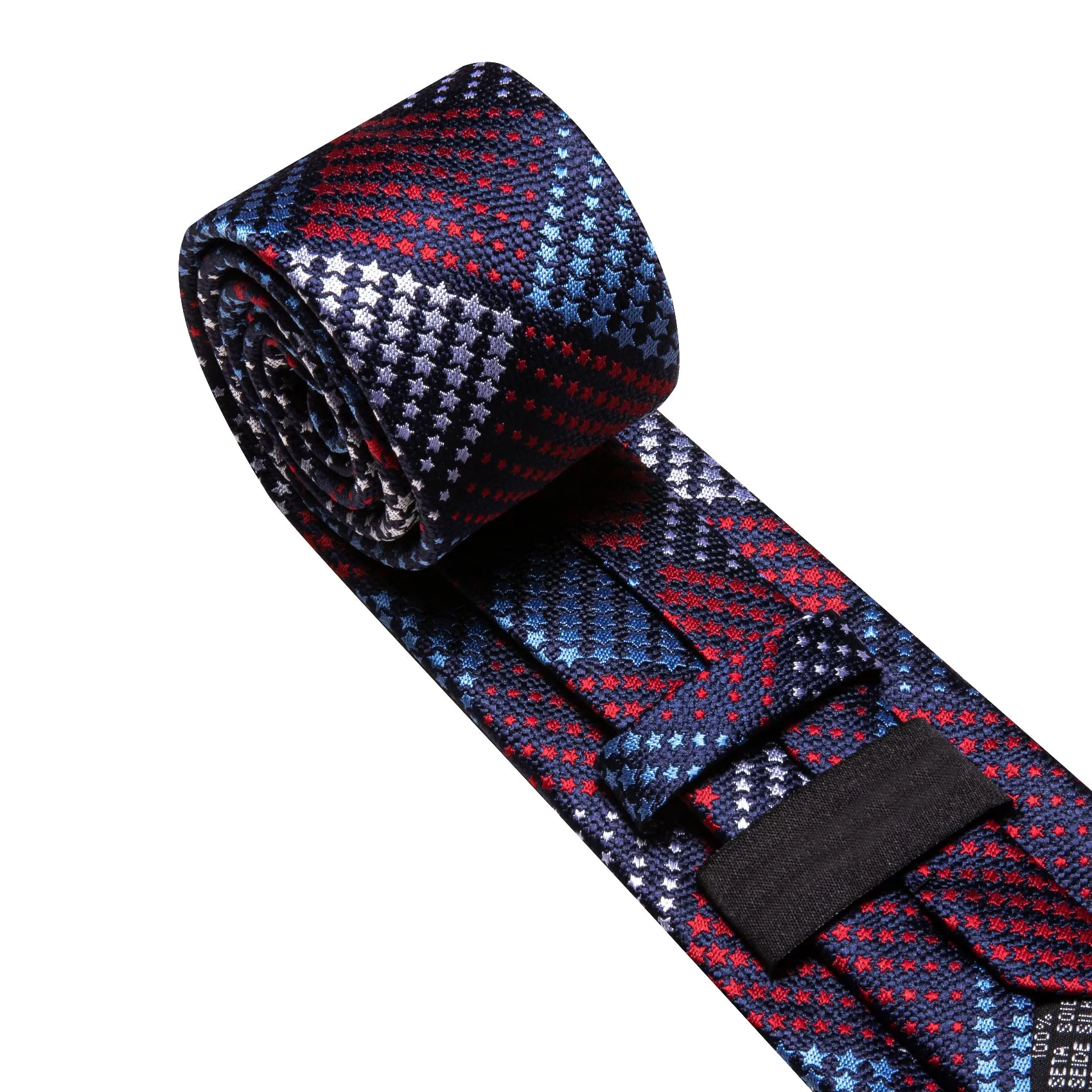 Barry Wang Red Blue Silver Tie Plaid Tie Silk Tie Pocket Square Cufflinks Set For Men sold by Barrywang product image thumbnail 4