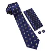 Barry Wang Dark Blue Tie Animal Tie Silk Tie Pocket Square Cufflinks Set For Men sold by Barrywang