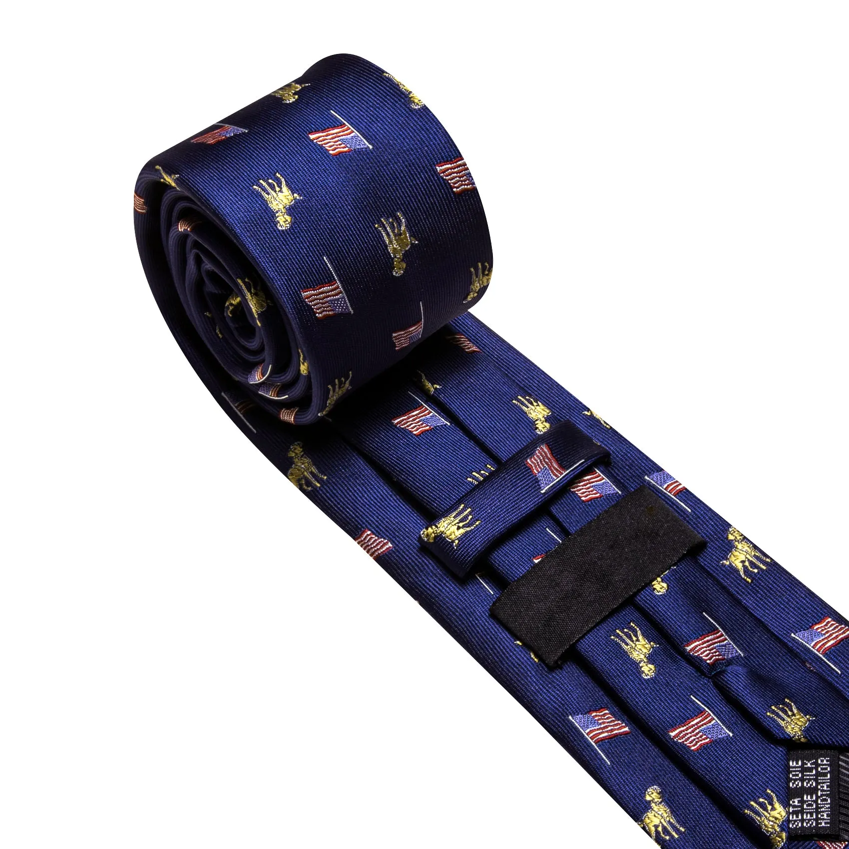 Barry Wang  Dark Blue Tie Animal Tie Silk Tie Pocket Square Cufflinks Set For Men sold by Barrywang product image thumbnail 4