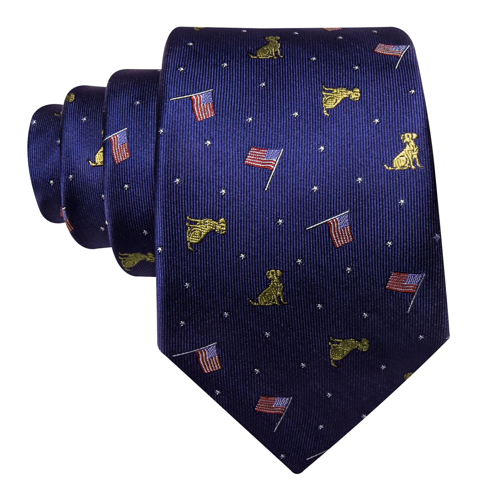 Barry Wang Dark Blue Tie Animal Tie Polka Dot Silk Tie Pocket Square Cufflinks Set sold by Barrywang product image thumbnail 3