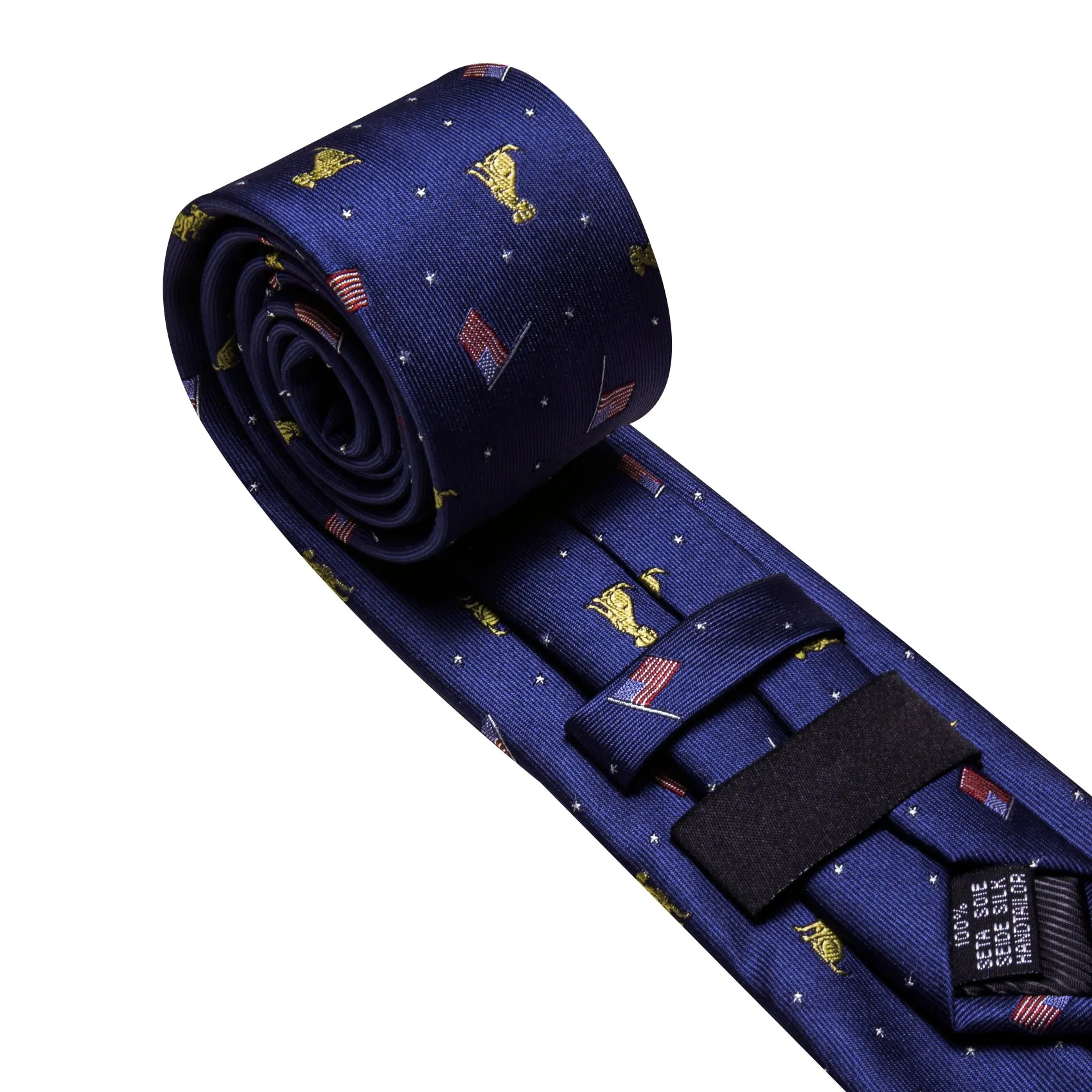 Barry Wang Dark Blue Tie Animal Tie Polka Dot Silk Tie Pocket Square Cufflinks Set sold by Barrywang product image thumbnail 4