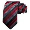 Barry. Wang Men's Black Red Silver Tie Striped Tie Pocket Square Cufflinks Set sold by Barrywang
