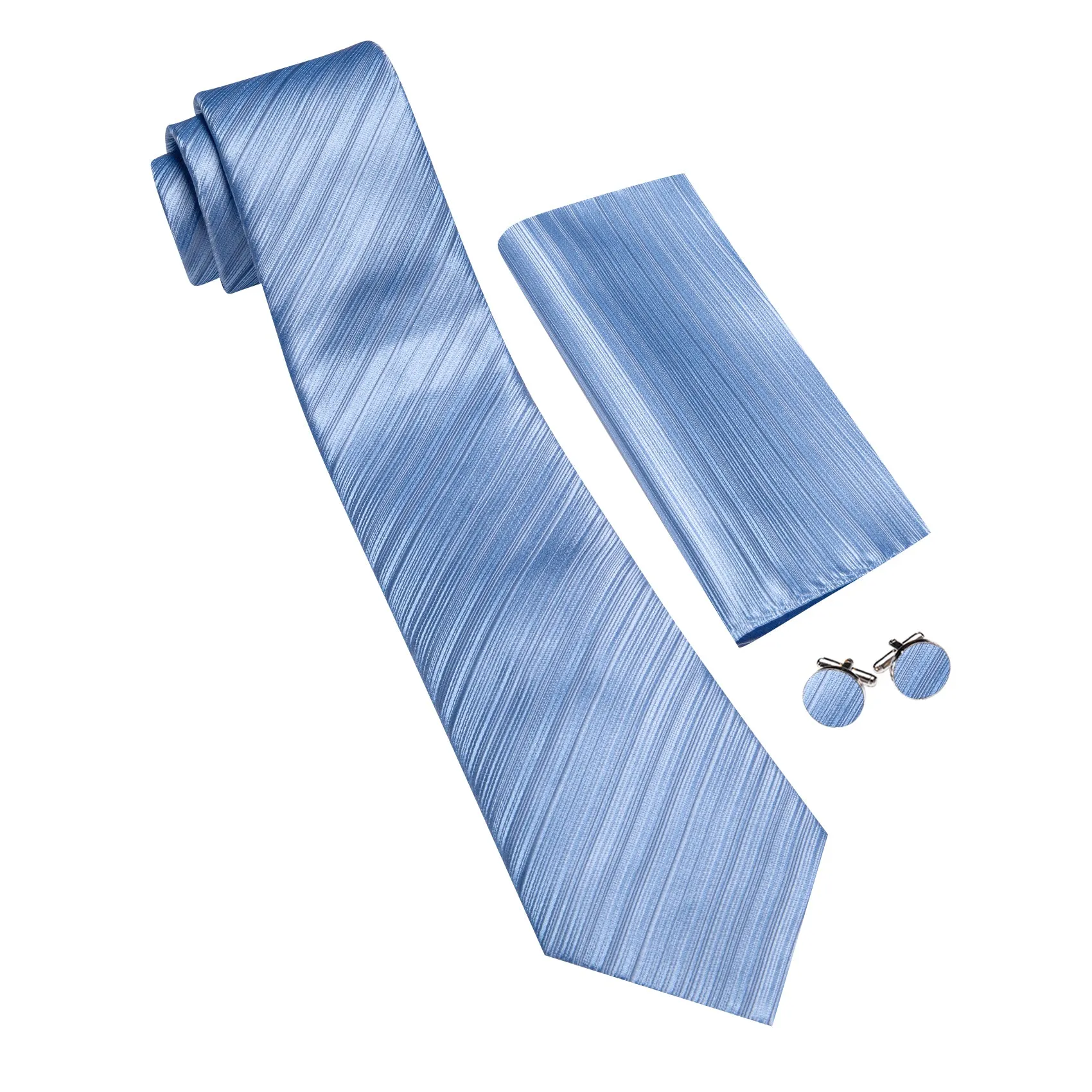 Barry. Wang Blue Tie Striped Tie Silk Tie Pocket Square Cufflinks Set For Men sold by Barrywang product image thumbnail 2