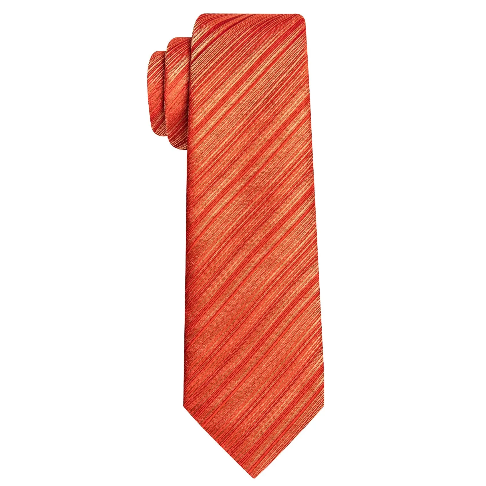 Barry Wang Orange Striped Tie Silk Tie Pocket Square Cufflinks Set sold by Barrywang product image thumbnail 4