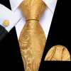 Barry. Wang Gold Paisley Ties for Men Silk Soft Necktie Set sold by Barrywang