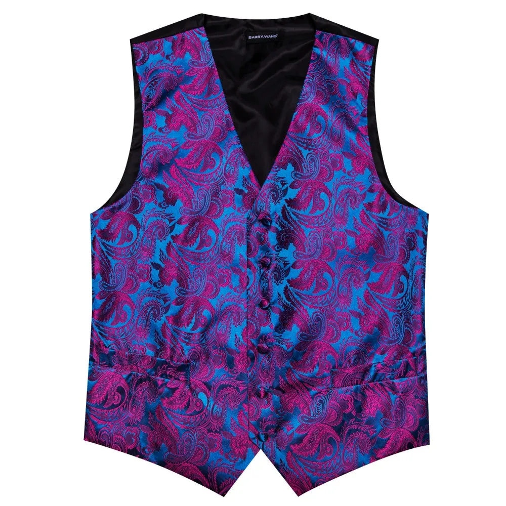 Barry. Wang Men's Blue Purple Paisley Silk Vest Necktie Set sold by Barrywang product image thumbnail 4