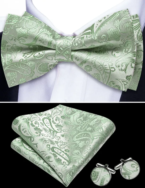 Barry. Wang Pre-Tied Bowtie Sage Green Floral Bow Ties for Men sold by Barrywang