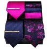 Barry. Wang 3PCS Ties Set in Gift Box for Men Blue Pink Purple Ties Set with Clips sold by Barrywang