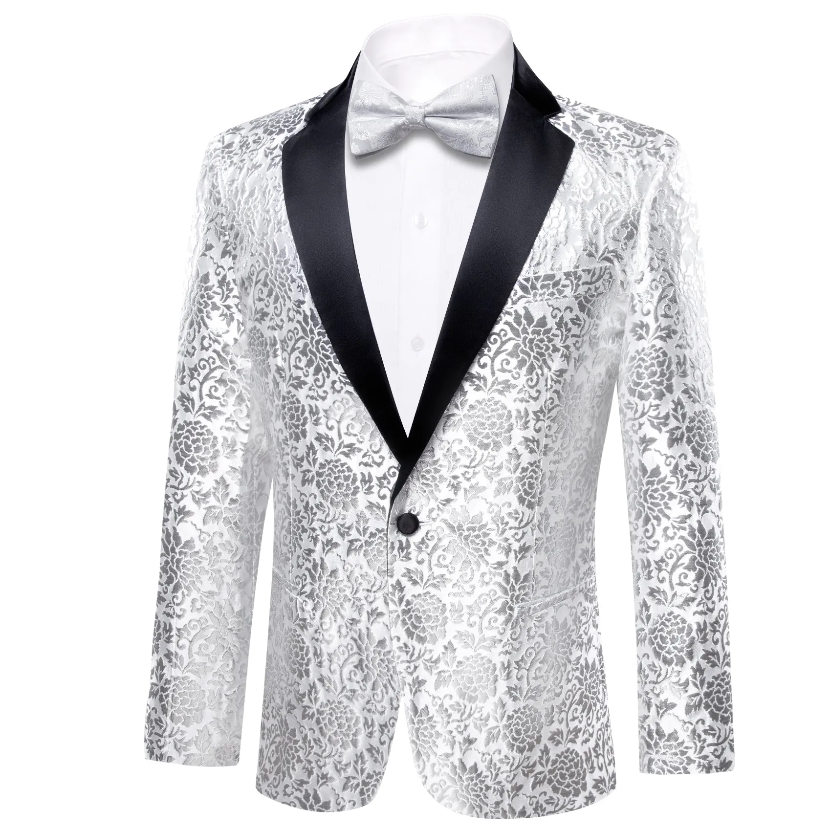 Barry. Wang Men's Suit White Floral Notched Collar Suit Jacket sold by Barrywang product image thumbnail 3