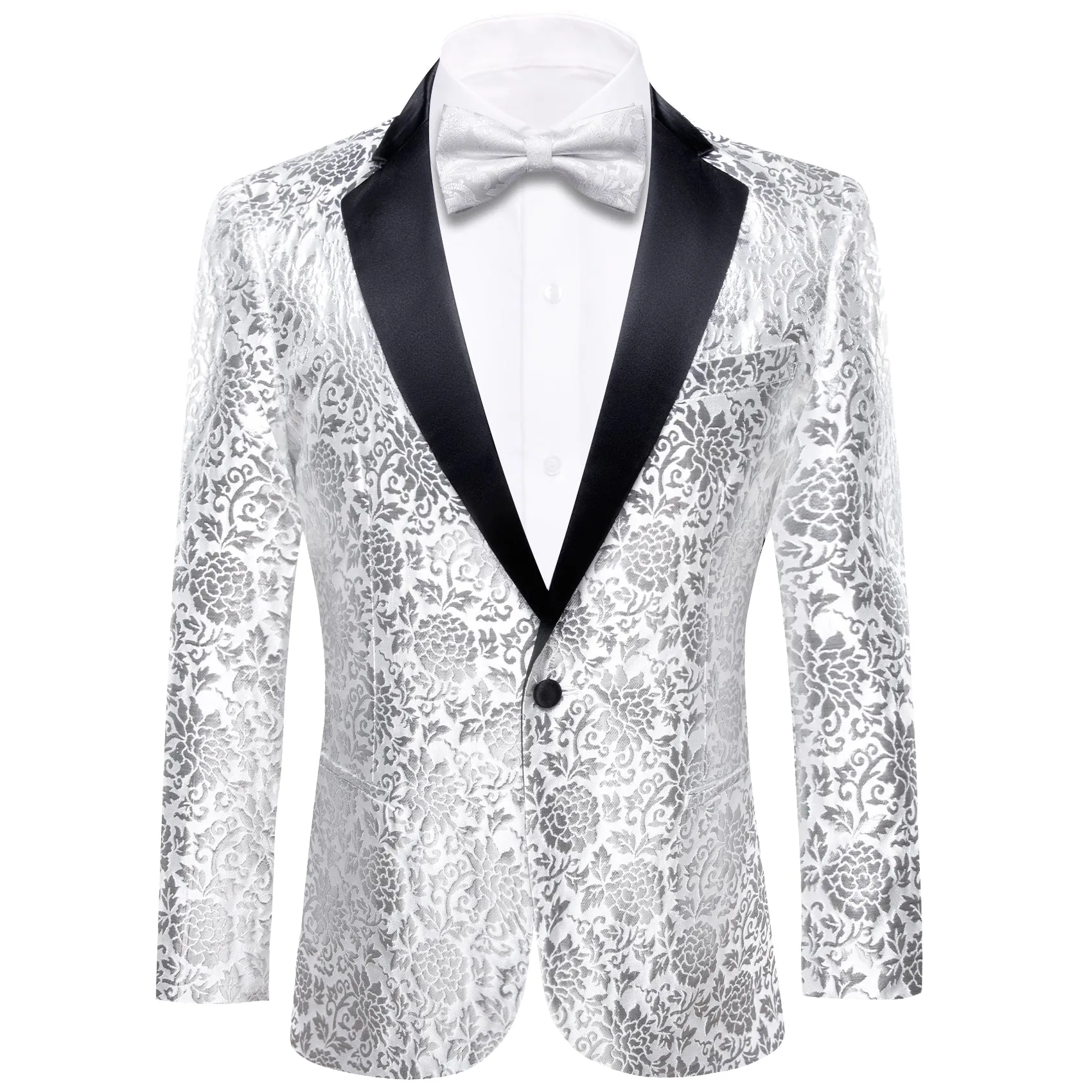 Barry. Wang Men's Suit White Floral Notched Collar Suit Jacket sold by Barrywang product image thumbnail 2