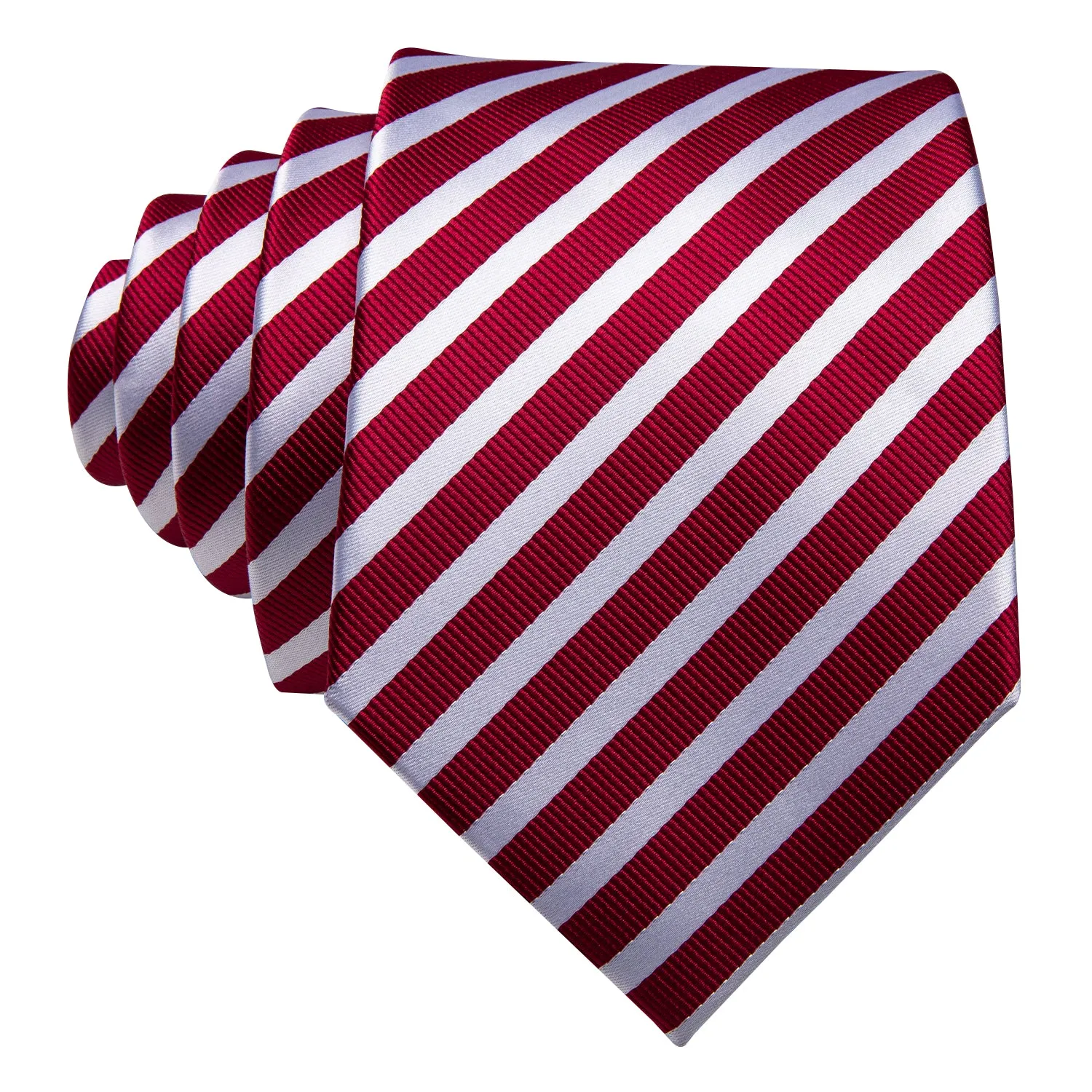 Barry Wang Red Necktie White and Red Stripes Tie Hanky Cufflinks Set sold by Barrywang product image thumbnail 5